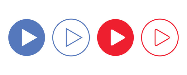 3d render set of a sign of play button icon symbol vector, colorful red blue pause music, video player icon