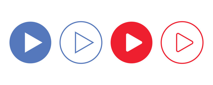 3d render set of a sign of play button icon symbol vector, colorful red blue pause music, video player icon