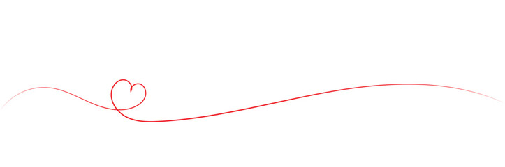 Hand drawn heart line art banner background transparent isolated