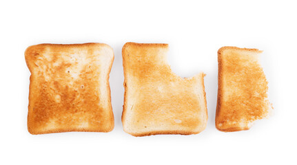 Toast bread close-up on a white background. Isolated