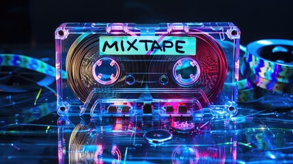 Retro Mixtape with Neon Lights