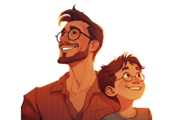 Dad holding his happy baby in hands. Parent hugging newborn baby expressing love and care cartoon vector illustration