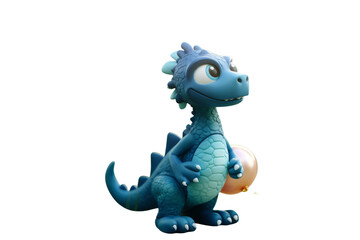 3d icon cute Dino Funny green Dinosaur baby illustration in cartoon style on Isolated Transparent...
