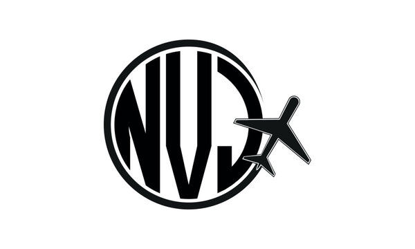NVJ three initial letter circle tour & travel agency logo design vector template. hajj Umrah agency, abstract, wordmark, business, monogram, minimalist, brand, company, flat, tourism agency, tourist