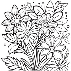 Fototapeta premium Luxury floral outline drawing coloring book pages line art sketch 
