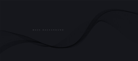 Abstract black wavy lines on a black background. Vector modern black background template. 