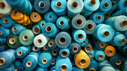Assortment of Blue Textile Threads