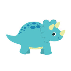 Cute Triceratops cartoon. Dinosaur illustration.