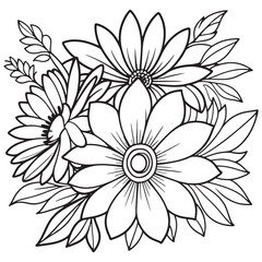 Fototapeta premium Luxury floral outline drawing coloring book pages line art sketch 