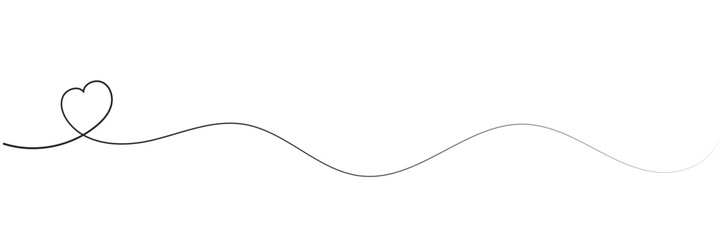 Hand drawn heart line art banner background transparent isolated