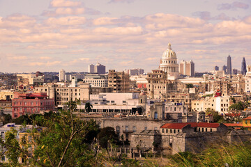 Fototapeta na wymiar Panoramic view of Havana, La Habana, in Cuba, Caribbean, America