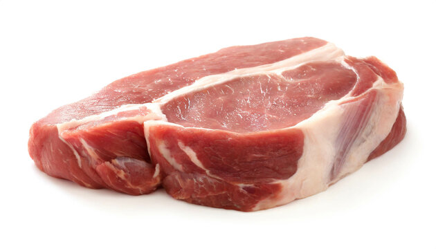 rohes Schweinehalssteak isoliert auf wei&szlig;em Hintergrund,Freisteller 