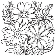 Luxury floral outline drawing coloring book pages line art sketch
