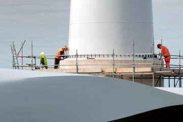 Construction of a windturbine, Flevoland, The Netherlands - 737315420