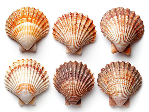 Cockle shells are isolated on a white background. The shell is clean of sea mud.