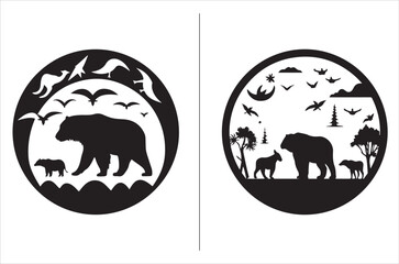 Earth Day Silhouette Vector.