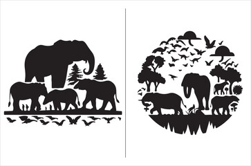 Earth Day Silhouette Vector.