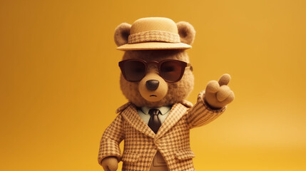 plush toy character stylish teddy bear - obrazy, fototapety, plakaty