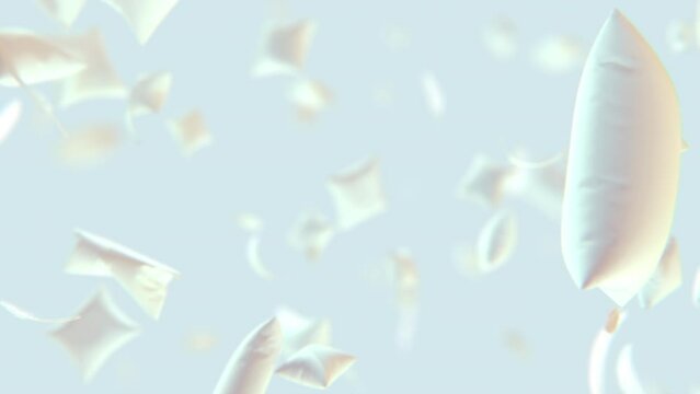 Explosion of down pillows and feathers