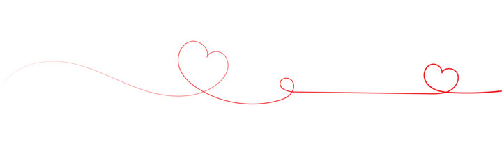 Hand drawn heart line art banner background transparent isolated