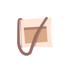 Vector Illustration of Fabric Crossbody Bag with Front Pocket and Long Strap Isolated on White Background