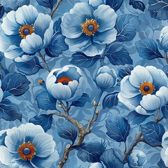 A square fragment of a floral tapestry design