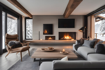 living room with fireplace