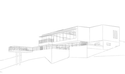 house building sketch architecture 3d illustration