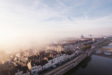 The Majestic River Serenade: A Breathtaking Aerial View of Blois, Loir-et-Cher, Val De Loire
