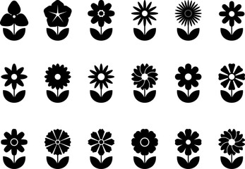 Flower icon set vector illustration. Spring flowers icon symbol - obrazy, fototapety, plakaty