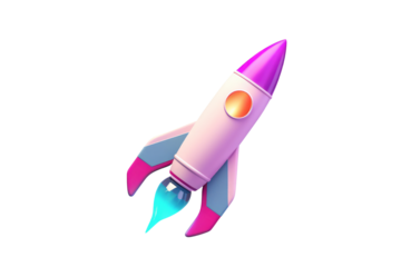 Isolated modern digital rocket 3D rendering