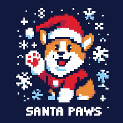 Pixel Art Christmas Corgi