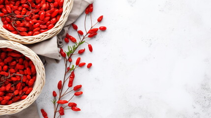 Obraz na płótnie Canvas Basket Full of Goji Berries - Traditional Herbal Ingredient