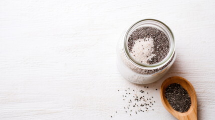 Obraz na płótnie Canvas Layered Chia Seed Jar - A Superfood Staple for Health Enthusiasts