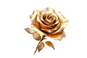 Amazing shiny golden rose on black background