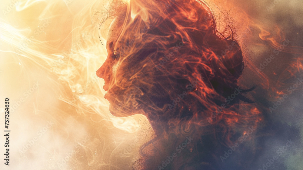 Poster an artistic fusion of light and dark elements in a double exposure setting