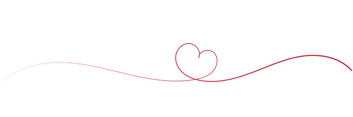 Hand drawn heart line art banner background transparent isolated