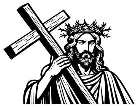 recommend clip art: Jesus Christ Carrying the Cross Illustration