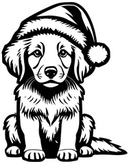Puppy With Santa Hat Illustration
