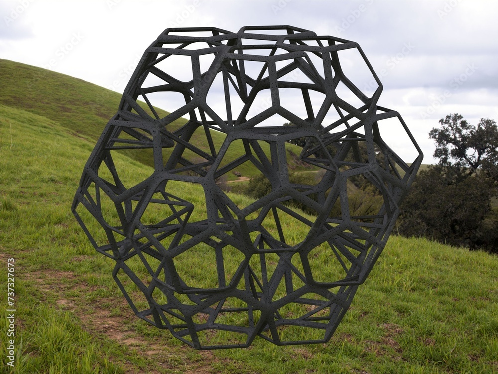 Poster wireframe shape penta flake dodecahedron 3d print model