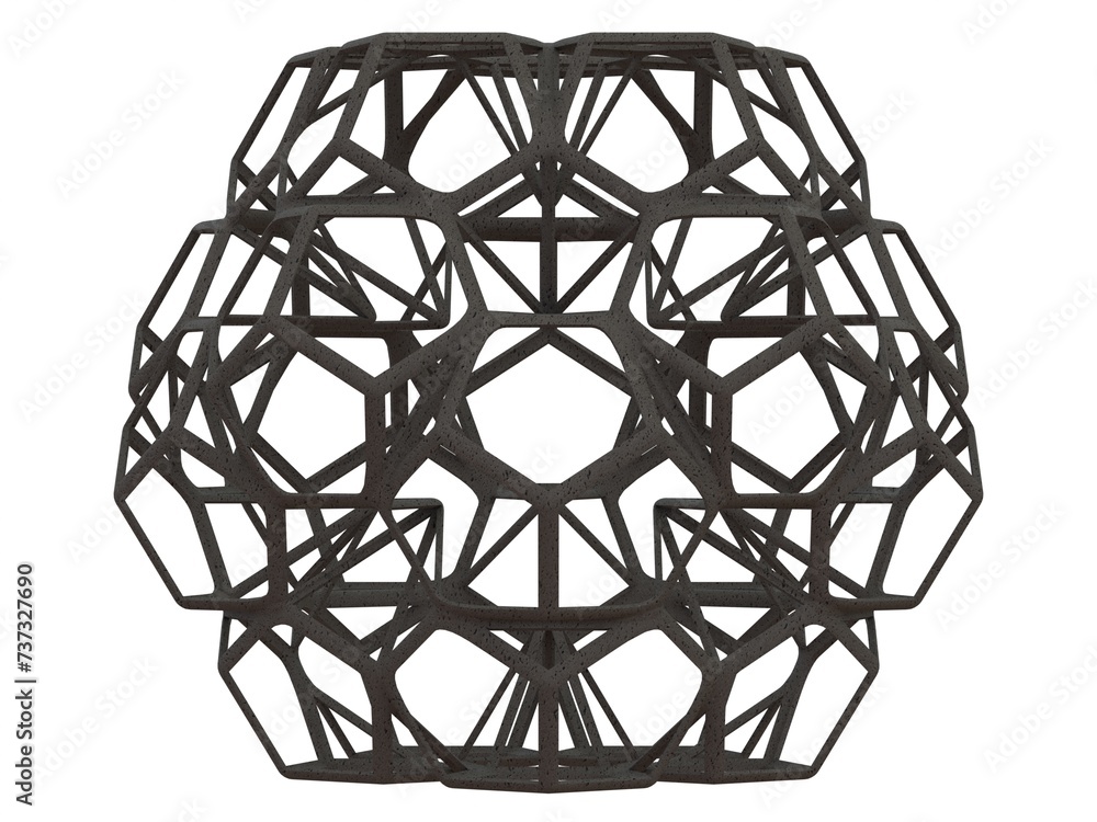 Poster wireframe shape penta flake dodecahedron 3d print model