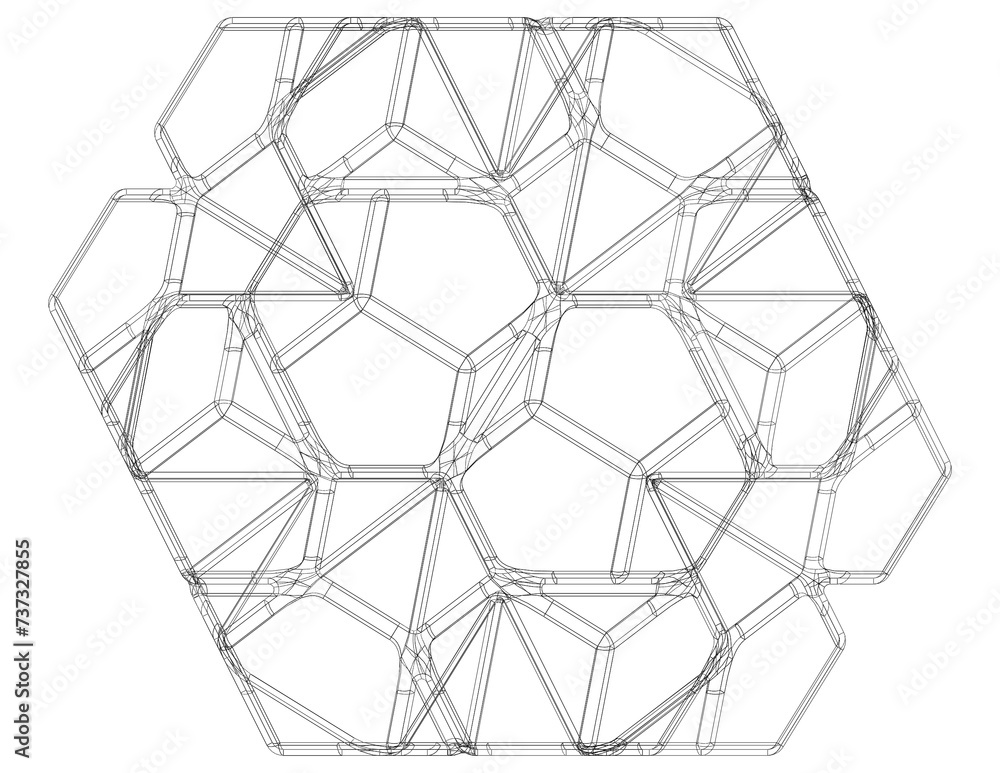 Poster wireframe shape penta flake dodecahedron 3d print model