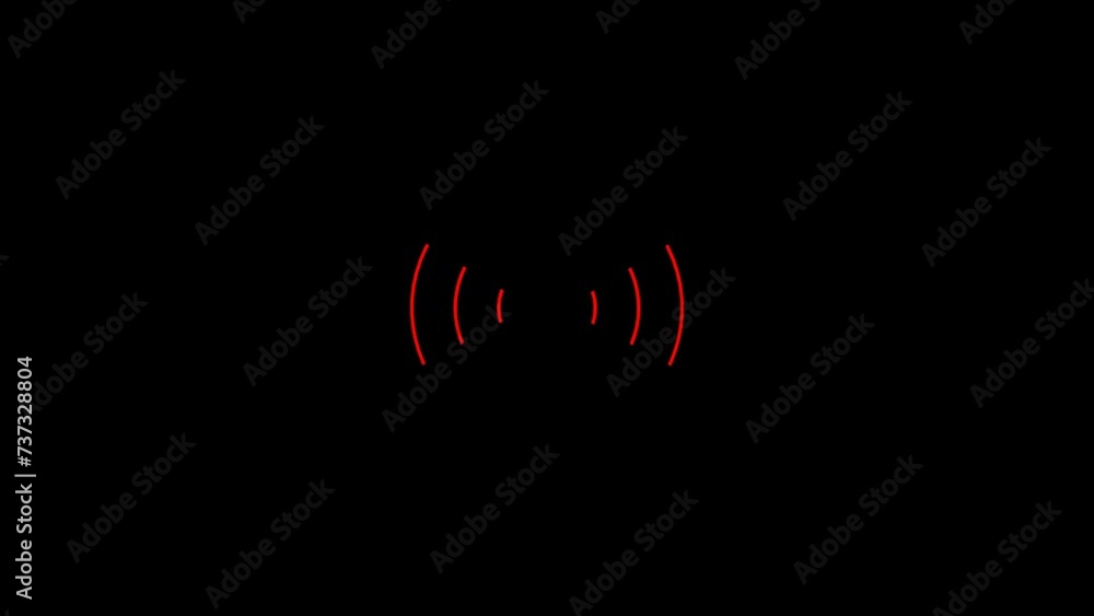 Aufkleber red color radio waves signal . network signal animation on black background.
