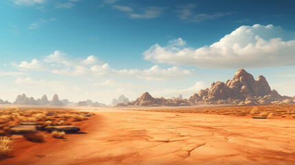 Fototapeta na wymiar Nature Landscape Scenery. Beautiful Desert Road