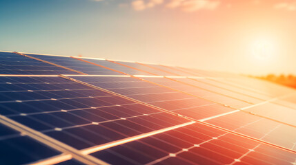 Solar panels outdoors, in production