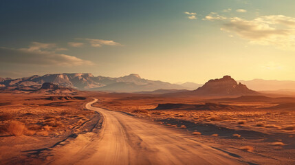 Fototapeta na wymiar Nature Landscape Scenery. Beautiful Desert Road