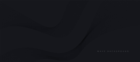 Abstract black wavy lines on a black background. Vector modern black background template. 
