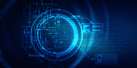 2d illustration Abstract futuristic electronic circuit technology background
