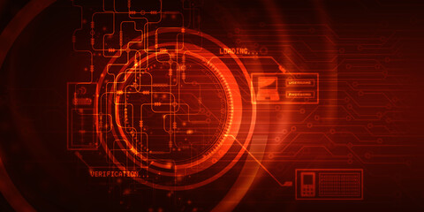 2d illustration Abstract futuristic electronic circuit technology background
