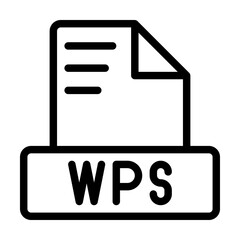 Wps File Icon. Outline file extension. icons file format symbols. Vector illustration.